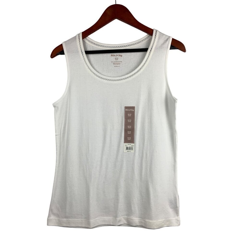 White Stag Womens Sleeveless Tank Top S (4-6) 100% Cotton White Made In Indonesi